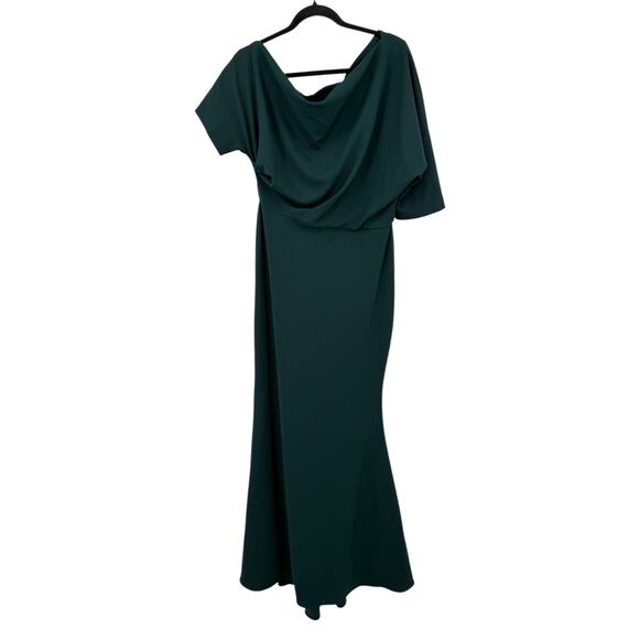 Betsy & Adam dress one shoulder crepe scuba trumpet green size 10 - Picture 2 of 7
